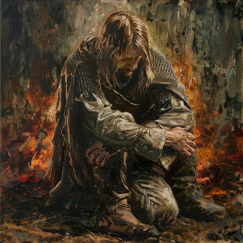 Boromir sacrificing for epic fantasy scene