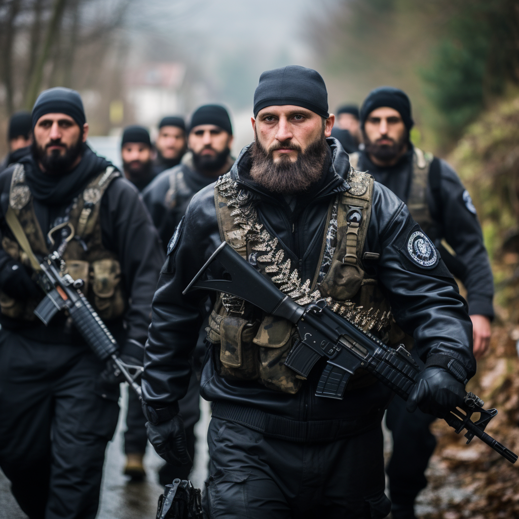 Bosnian jihadis rallying against Serbs