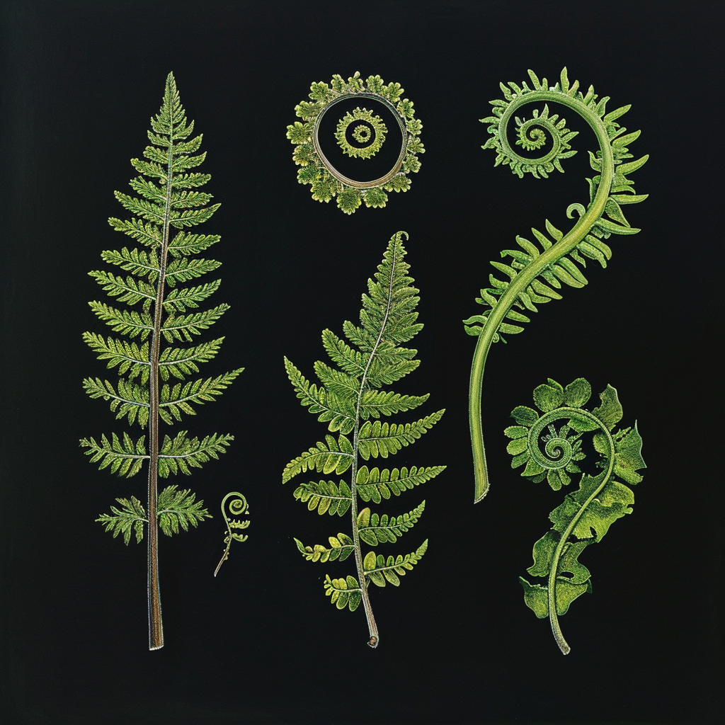 Fern Leaves Uncurling Drawing