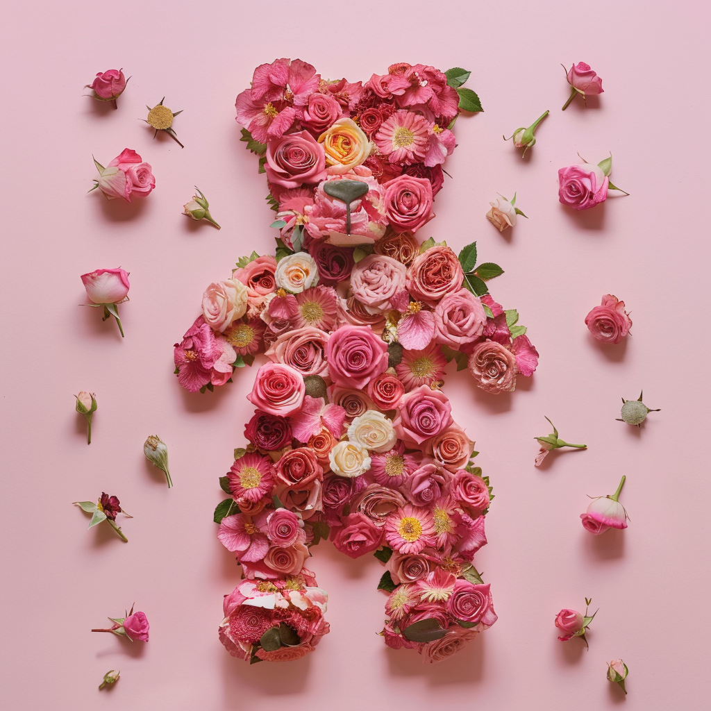 Teddy Bear made of pink roses