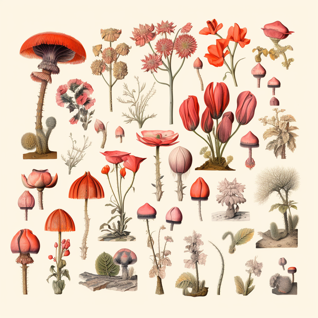 Artistic botanical illustrations showcasing nature's beauty