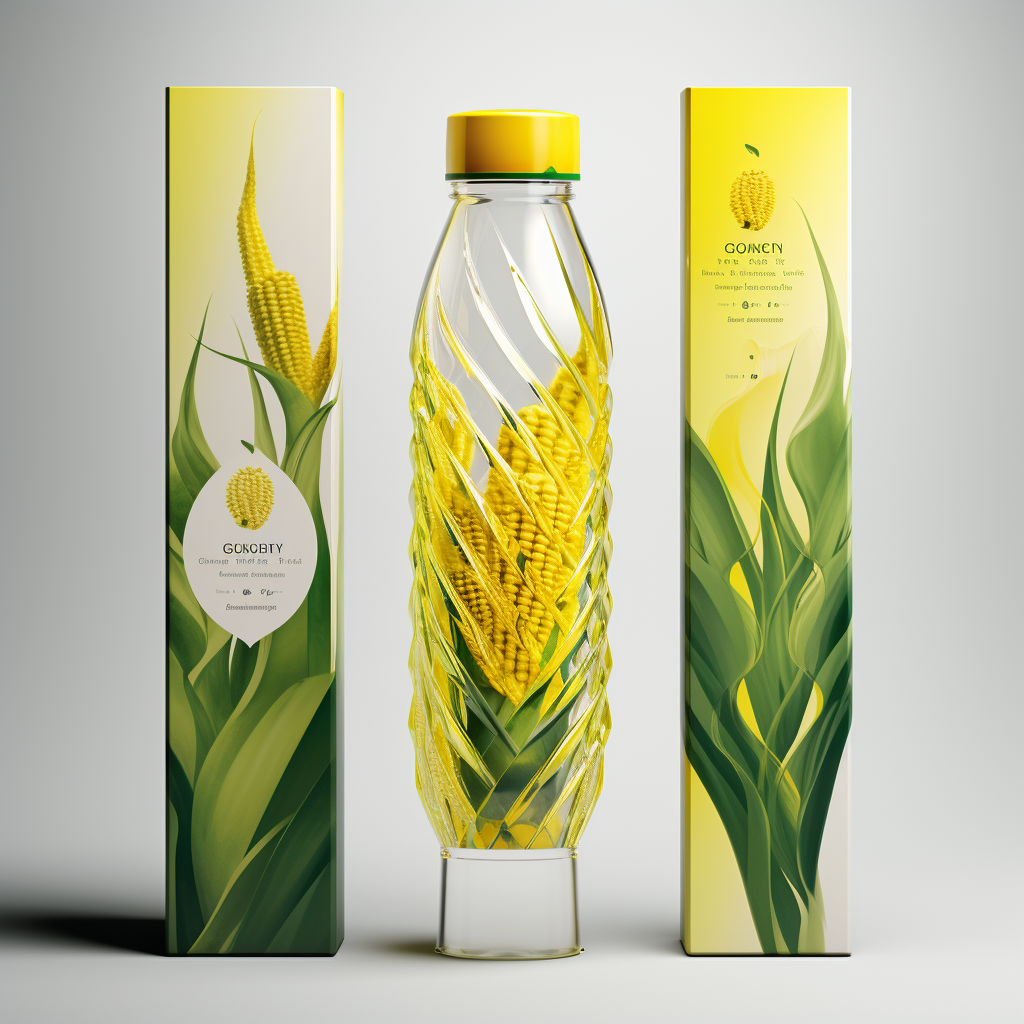 Stylish Bottle Packaging Design with Corn Water