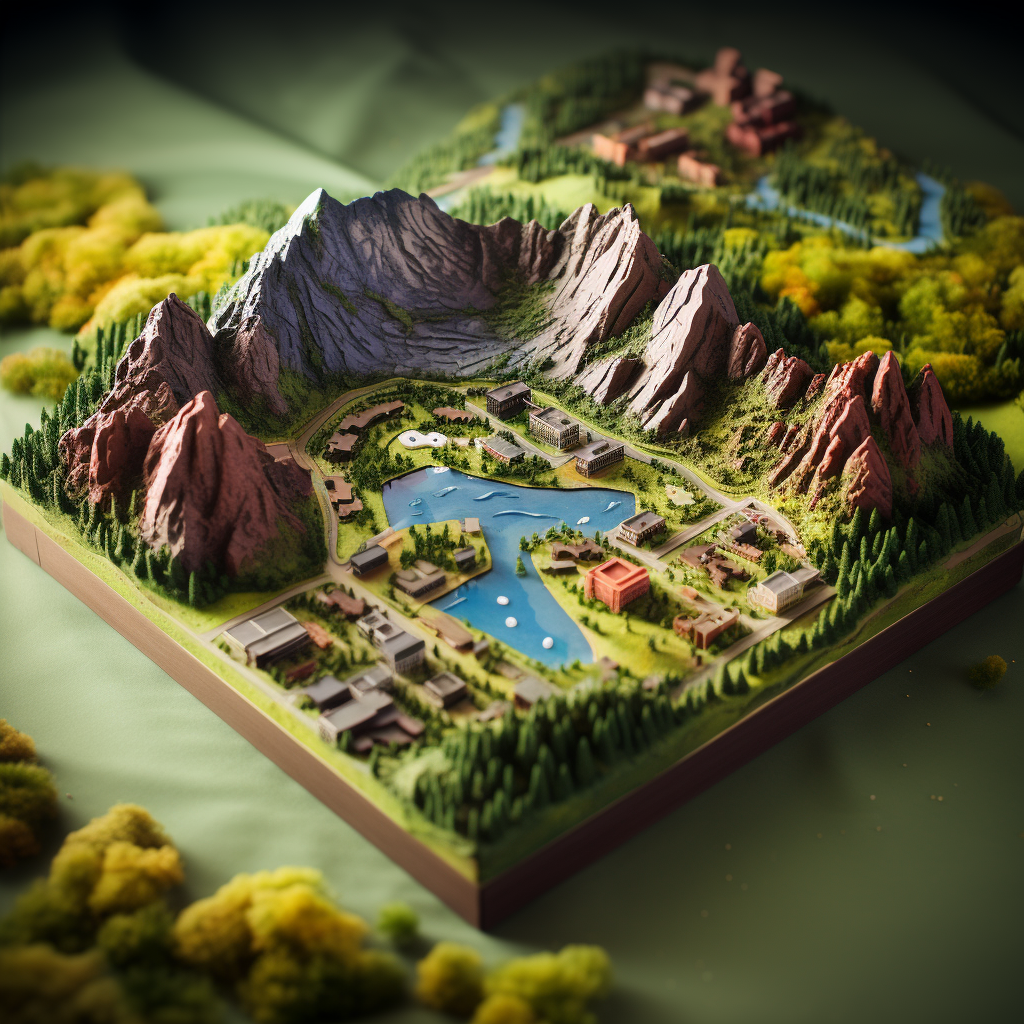 Scenic Boulder Flatirons in Isometric Tiltshift Claymation