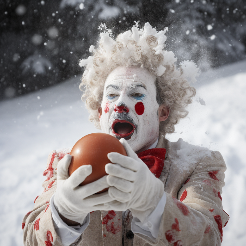 Clown inside bloody snowball