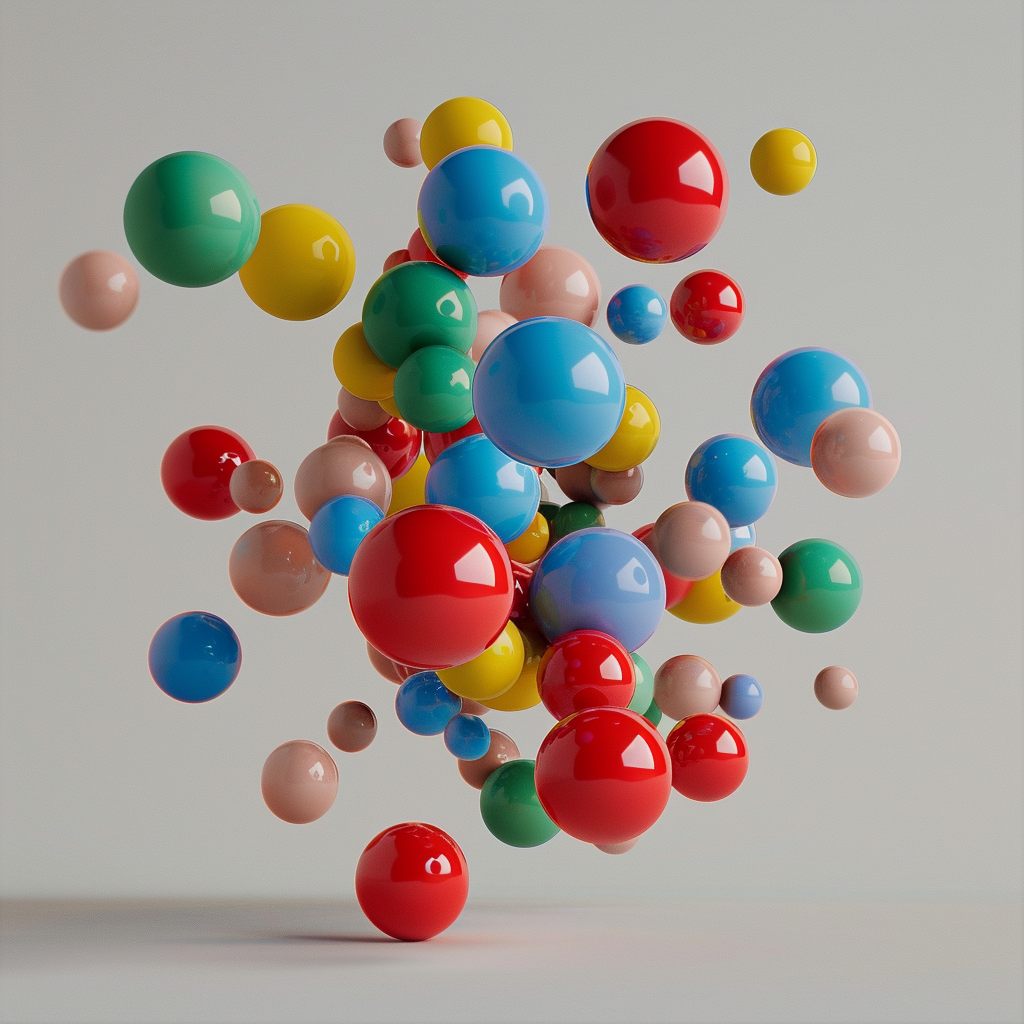 Colorful balls bouncing on white