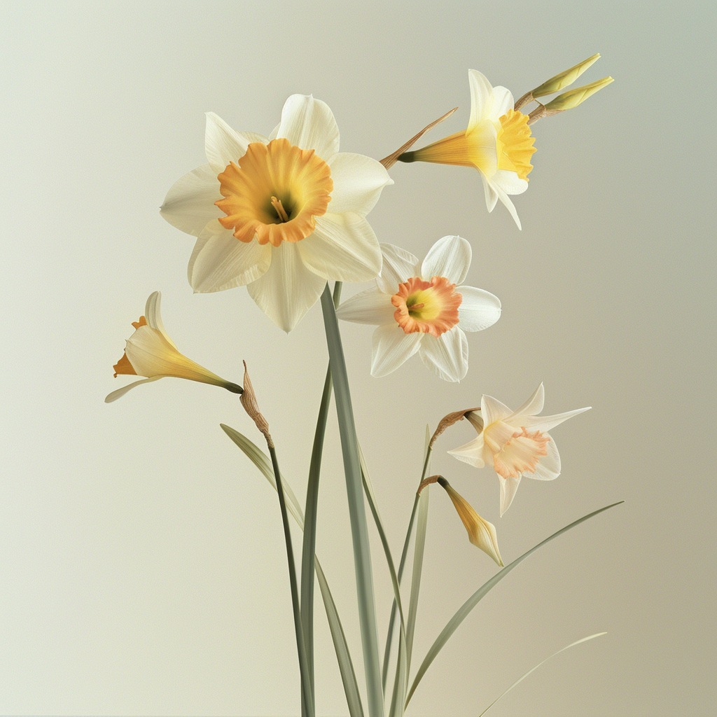 Minimalistic Daffodils Morning Glory Bouquet