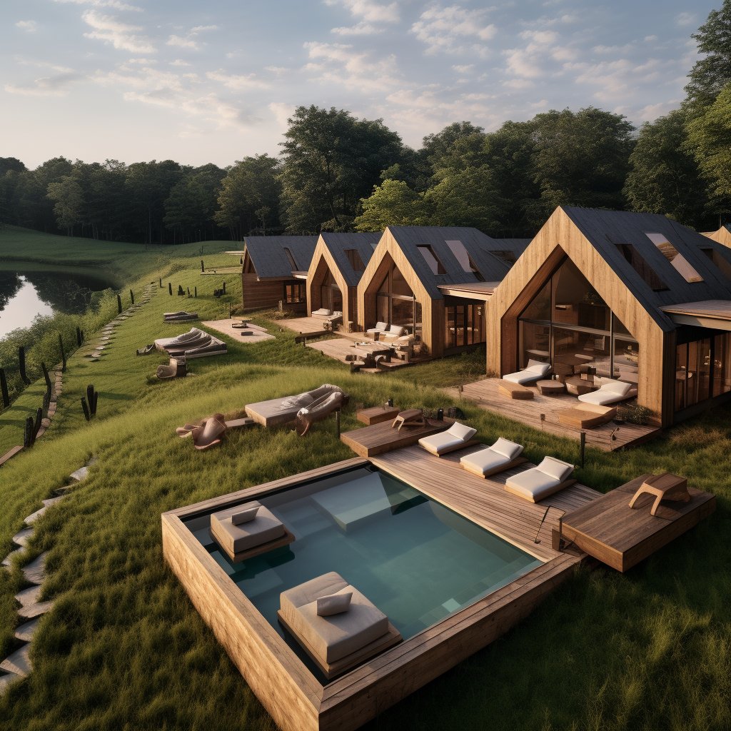 Boutique hotel with individual cabins and pool