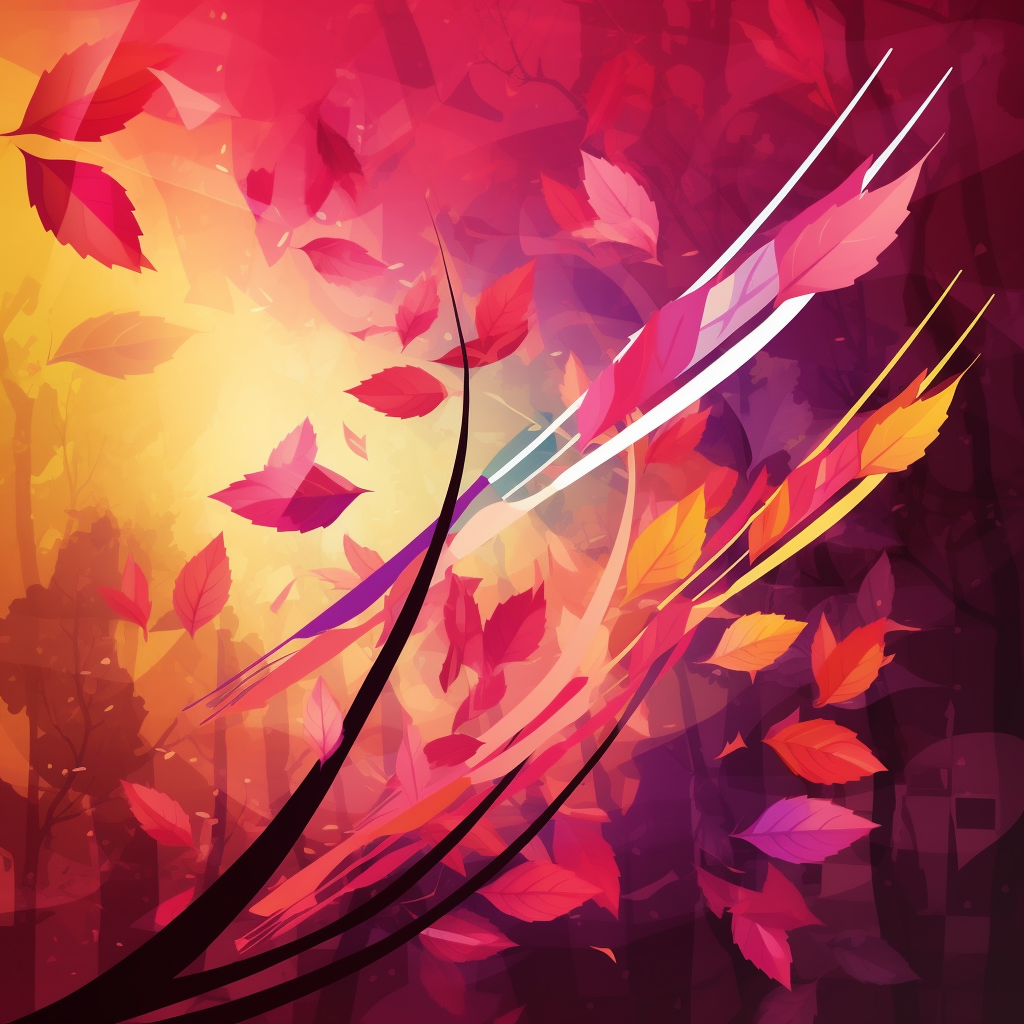 Beautiful Bow & Arrow Background with Autumn Leaves