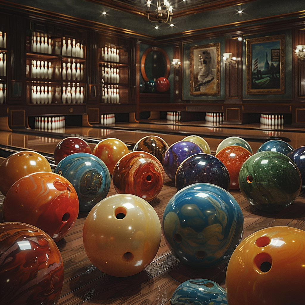 Bowling balls on floor