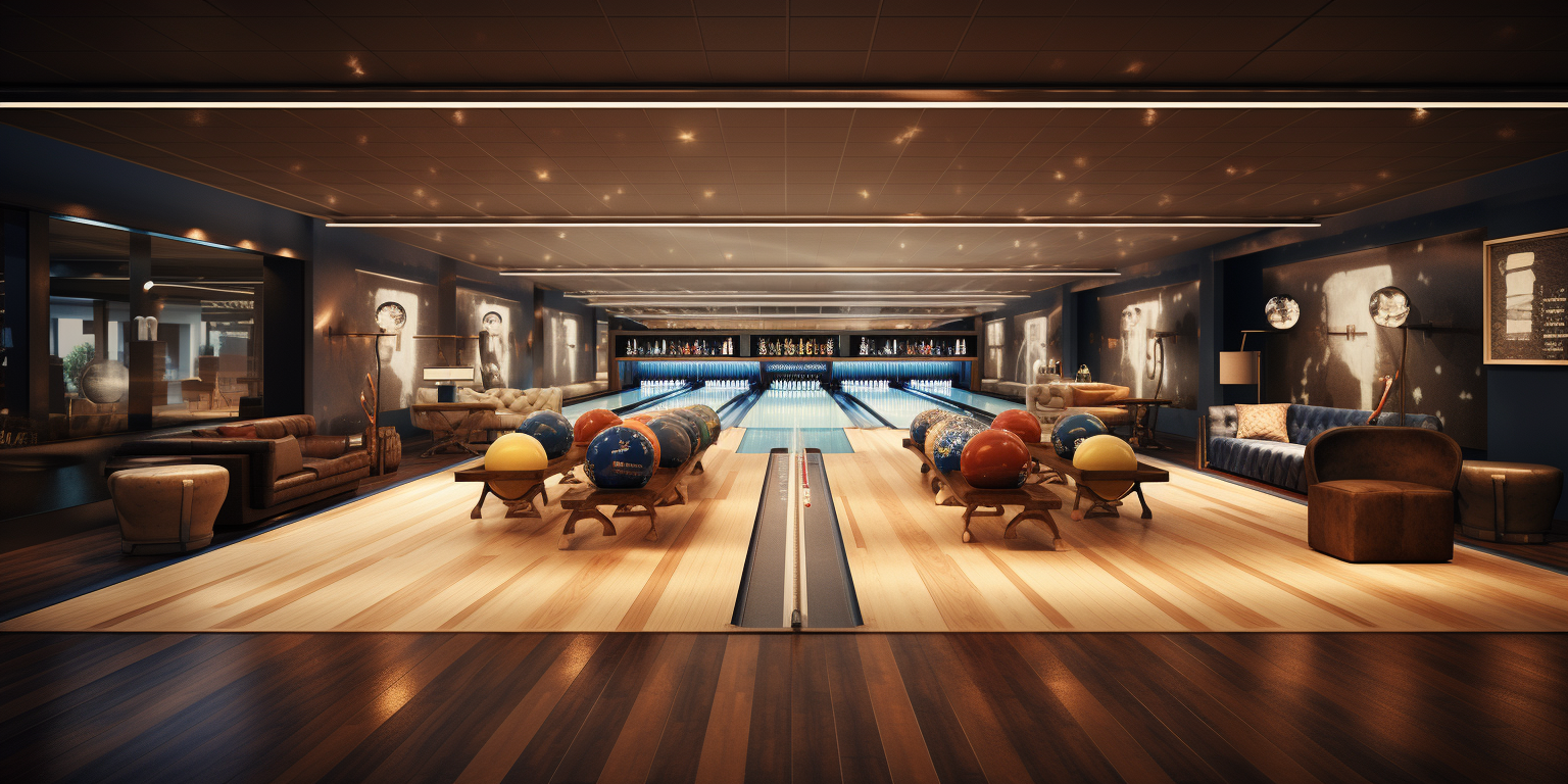 Bowling Lanes with Player Throwing Ball