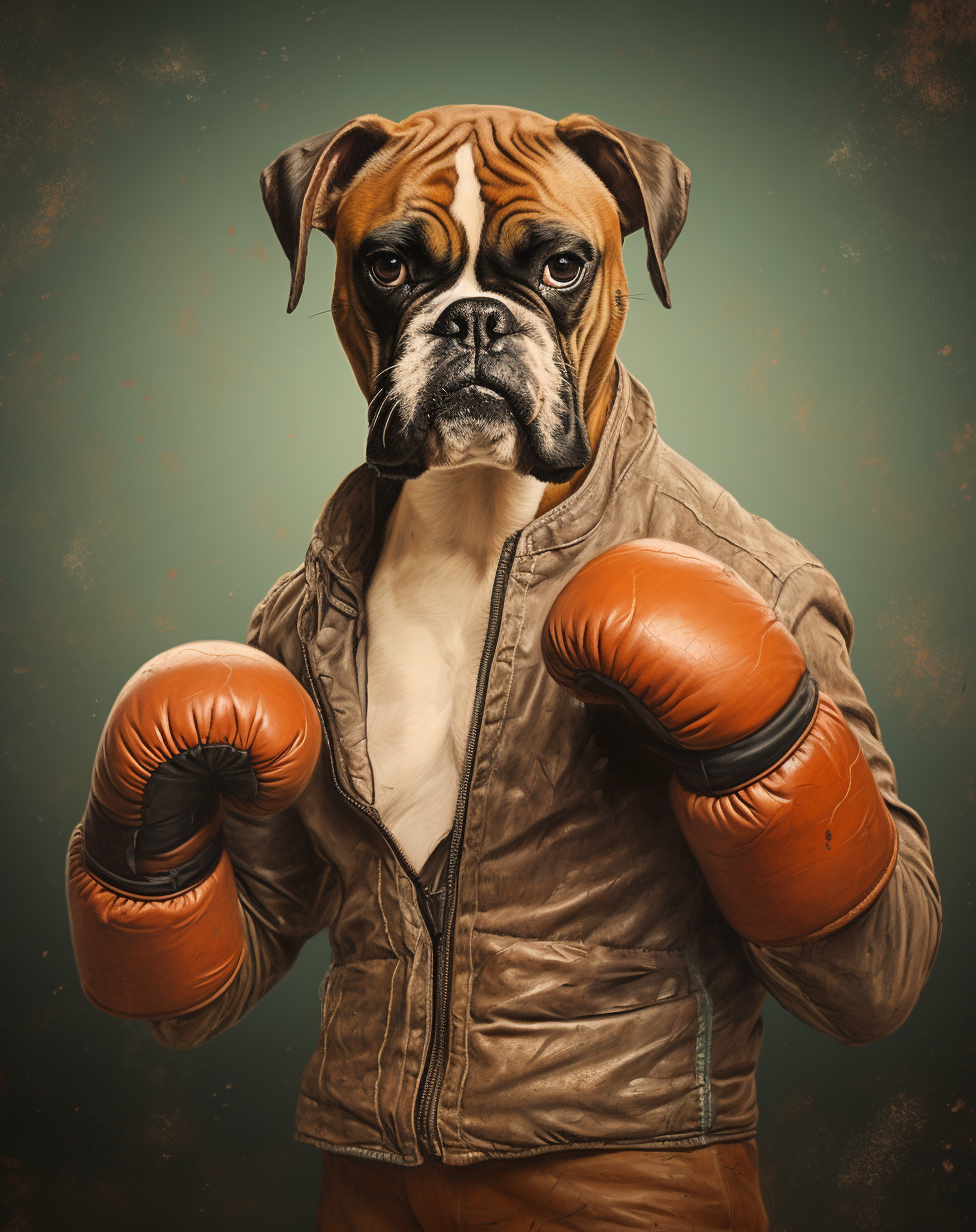 Boxer dog in dada style