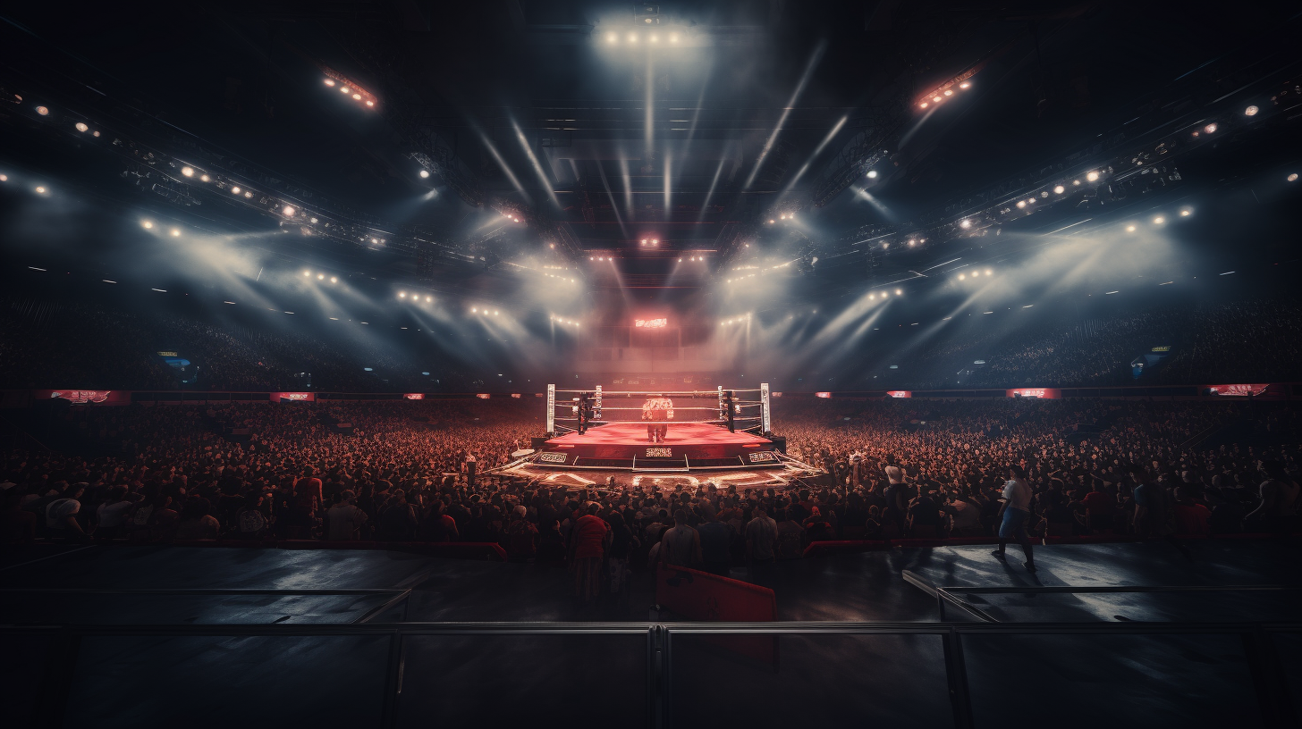 Wide view boxing ring with YouTube logo