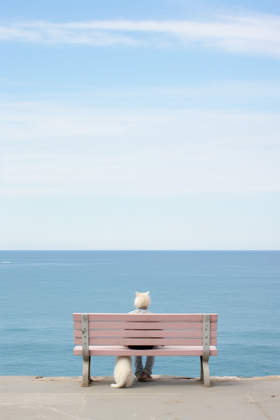 Little boy and his cat enjoying the view