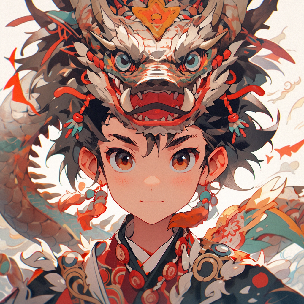 Boy in Dragon Style Hat