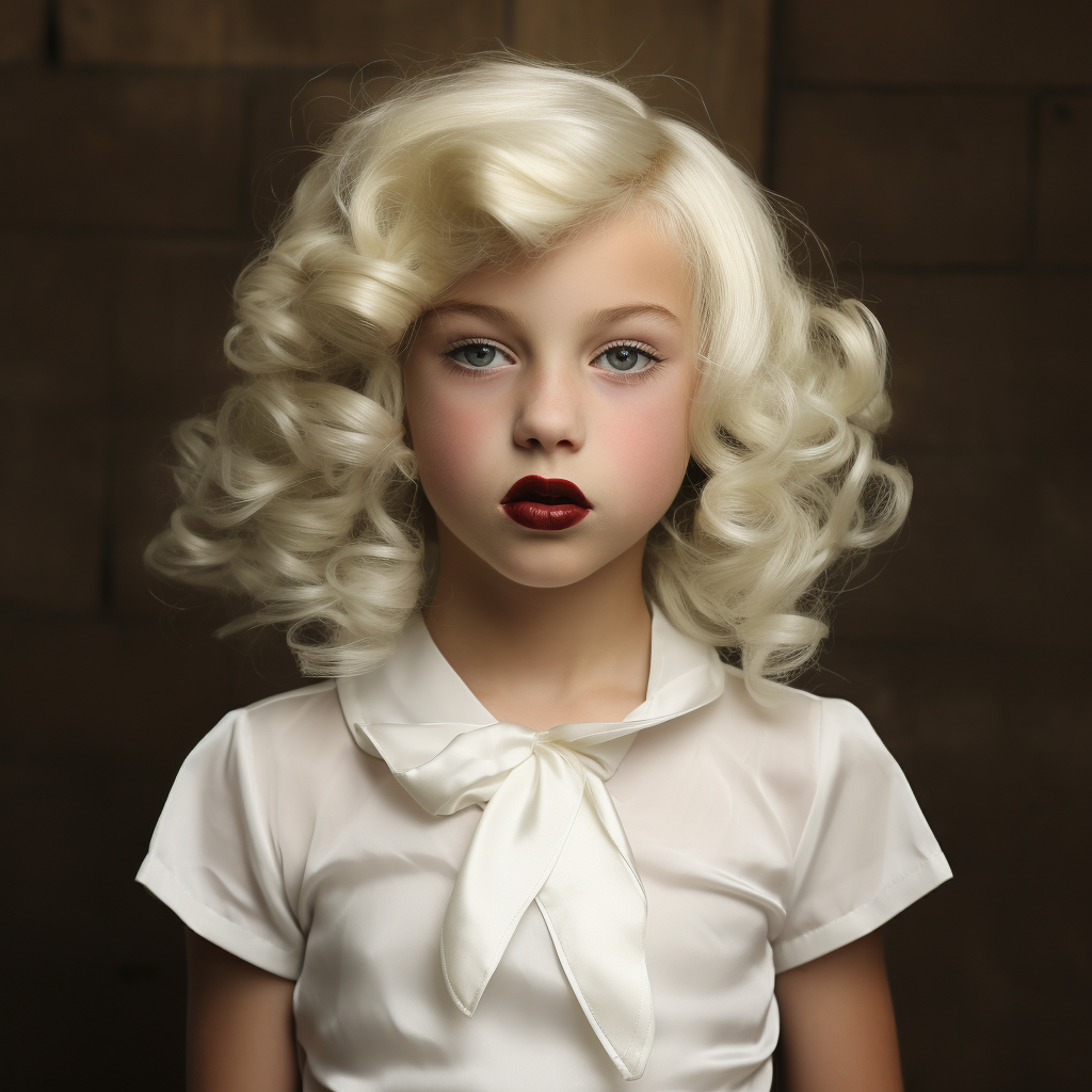 Young boy in Marilyn Monroe Halloween costume