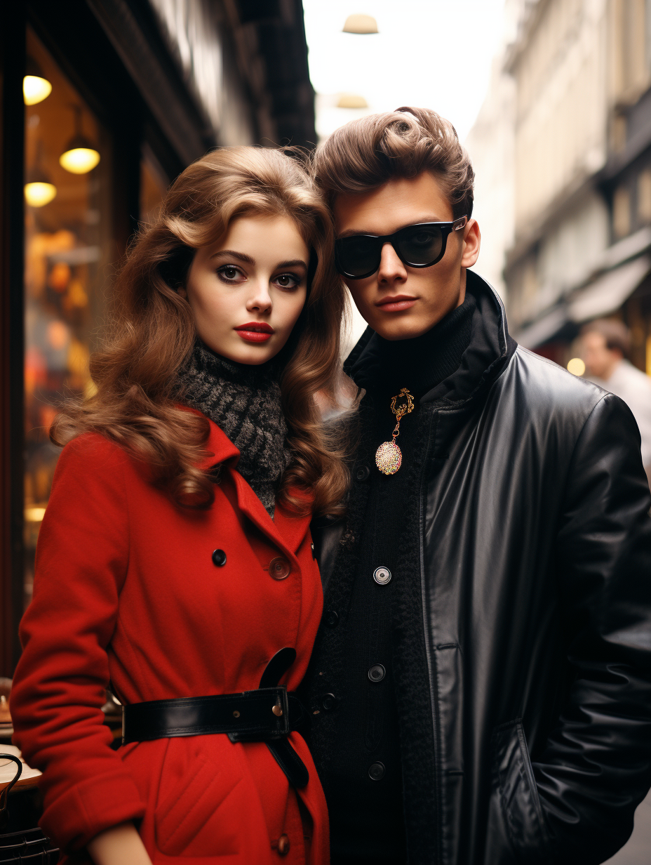 Boy and girl in 60's youth culture fashion