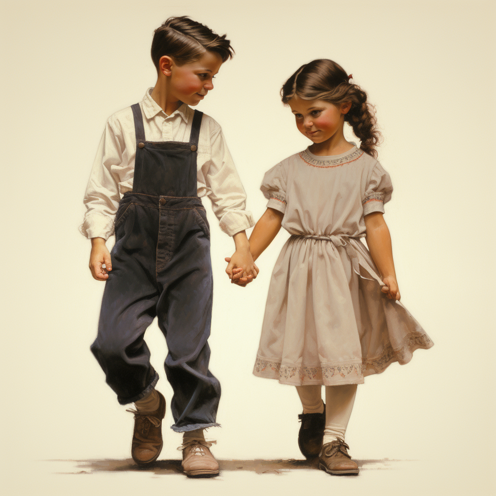 Sweet moment of a boy and girl holding hands