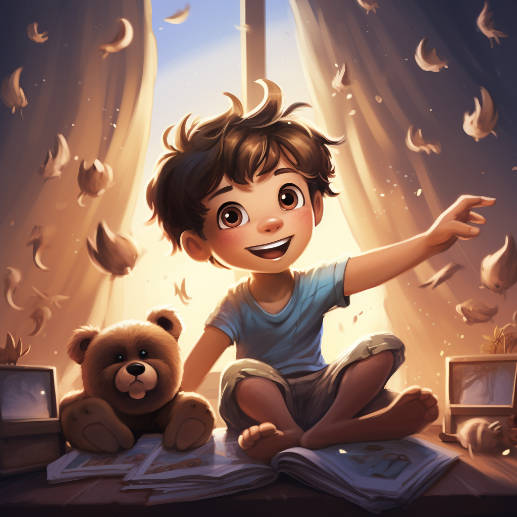 Illustration of Boy with Teddy Bear