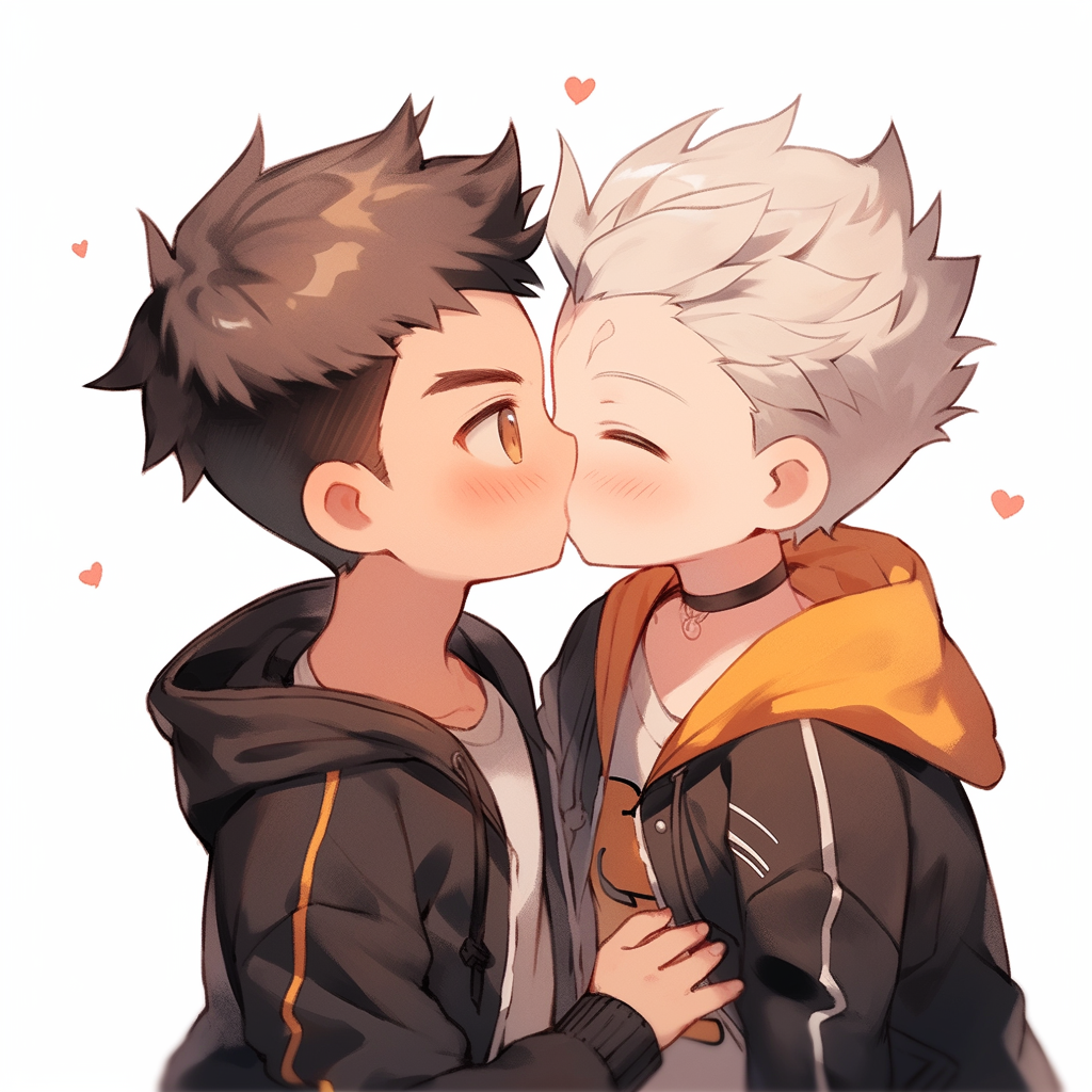 Boy kissing cheek, cute moment