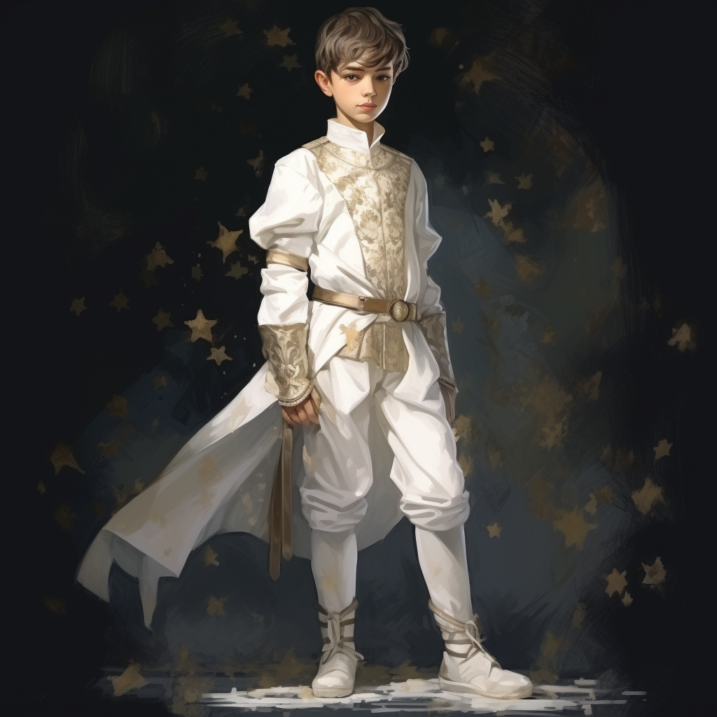 Young prince wearing white garments