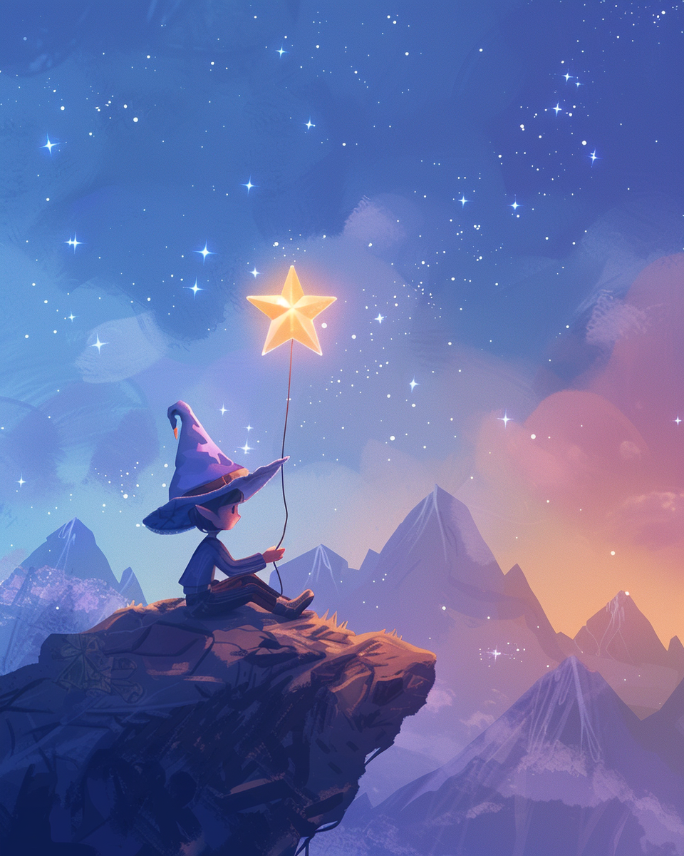 Boy with glowing star illustration