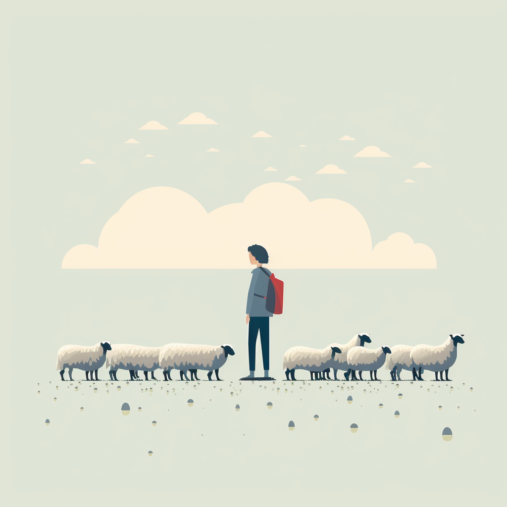 Boy with sheep on farm