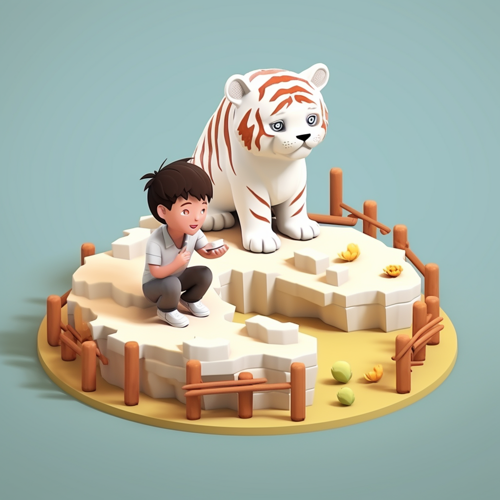 Boy Tiger Eating Sheep on Farm