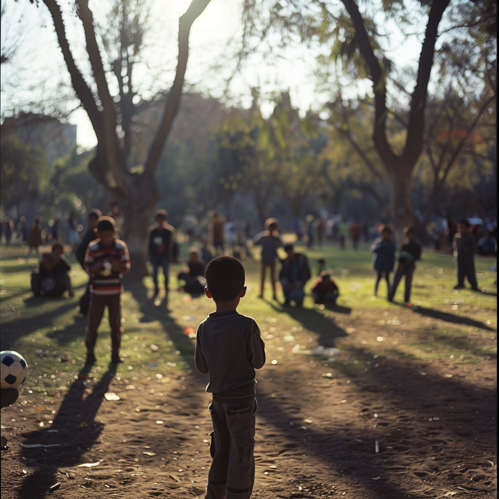 Boy with Soccer Ball in Park