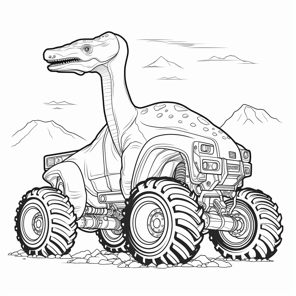 Brachiosaurus riding monster truck