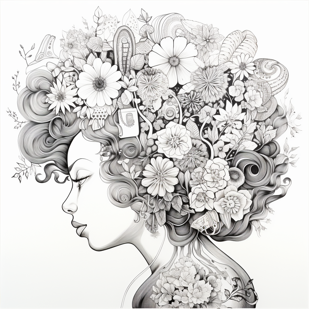 Intricate and therapeutic brain coloring book illustration