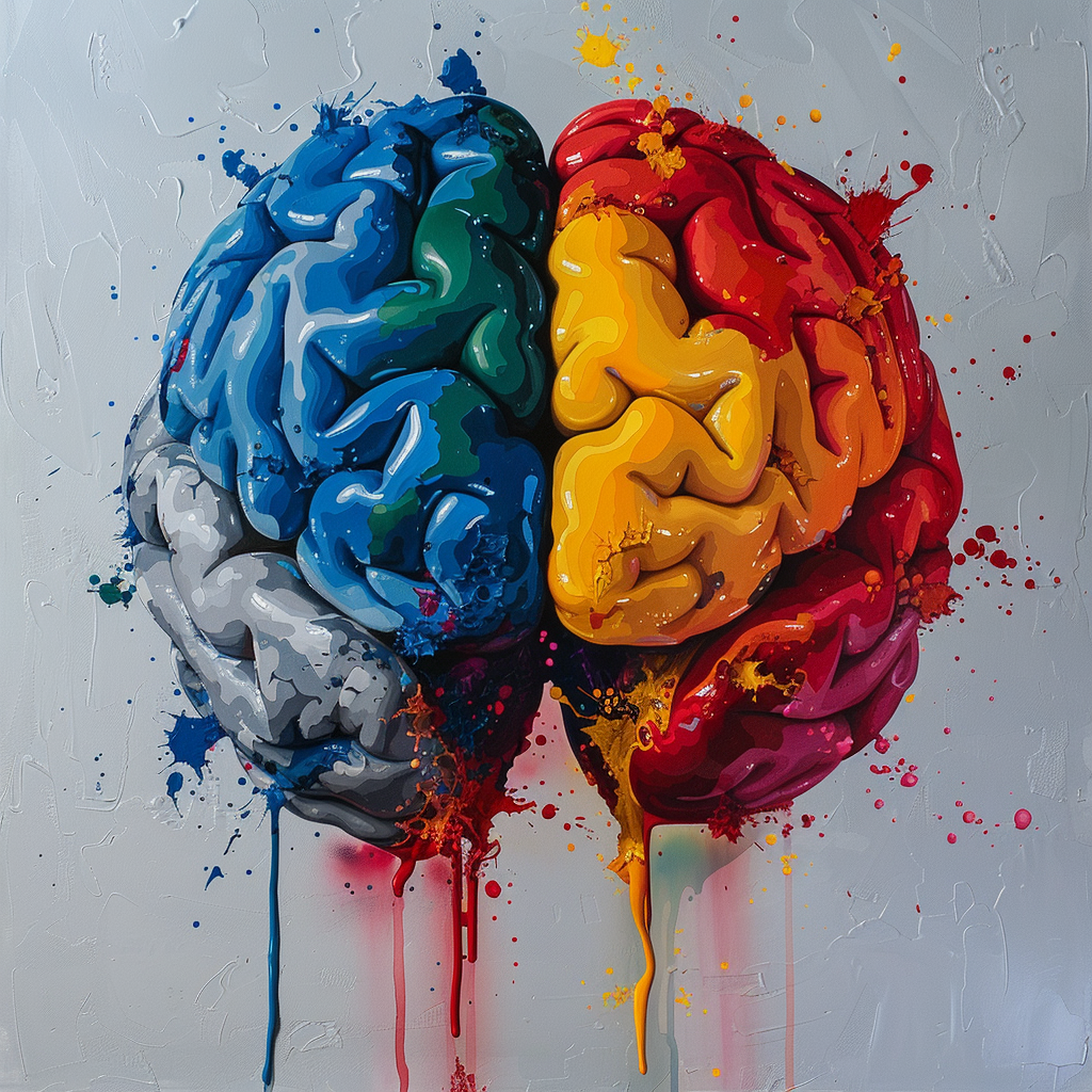 Separated colorful brain illustration