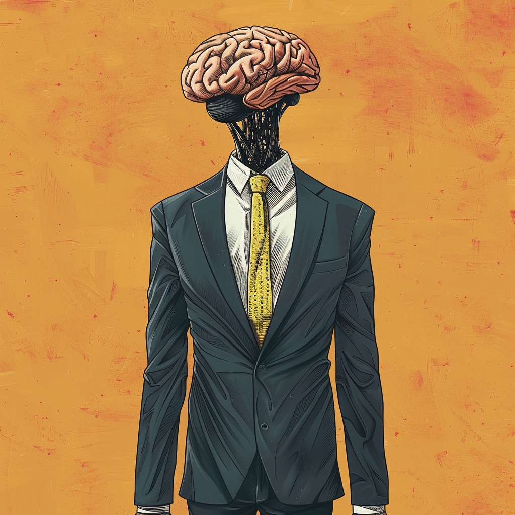 Brain Suit Cartoon Man