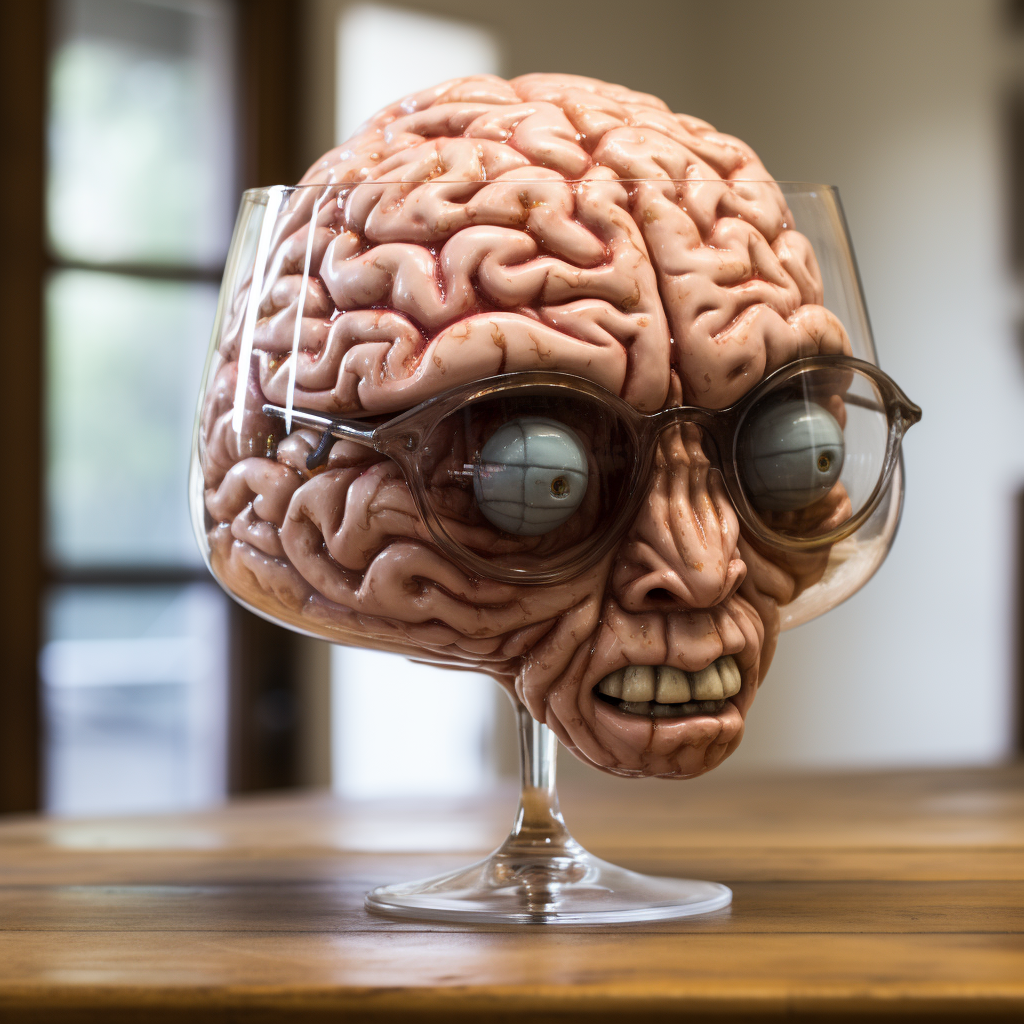 Brain in vat wearing glasses