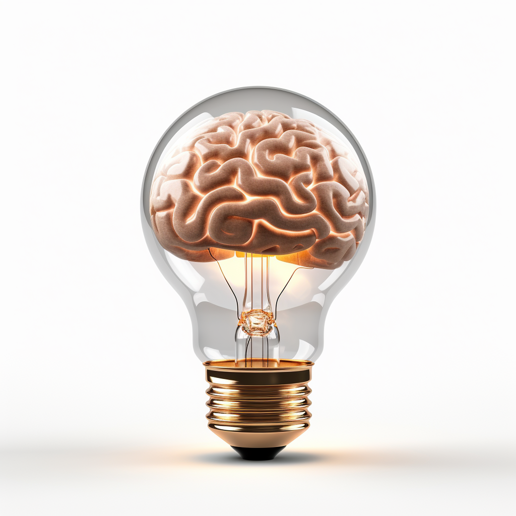 Brain Locked Bulb White Background