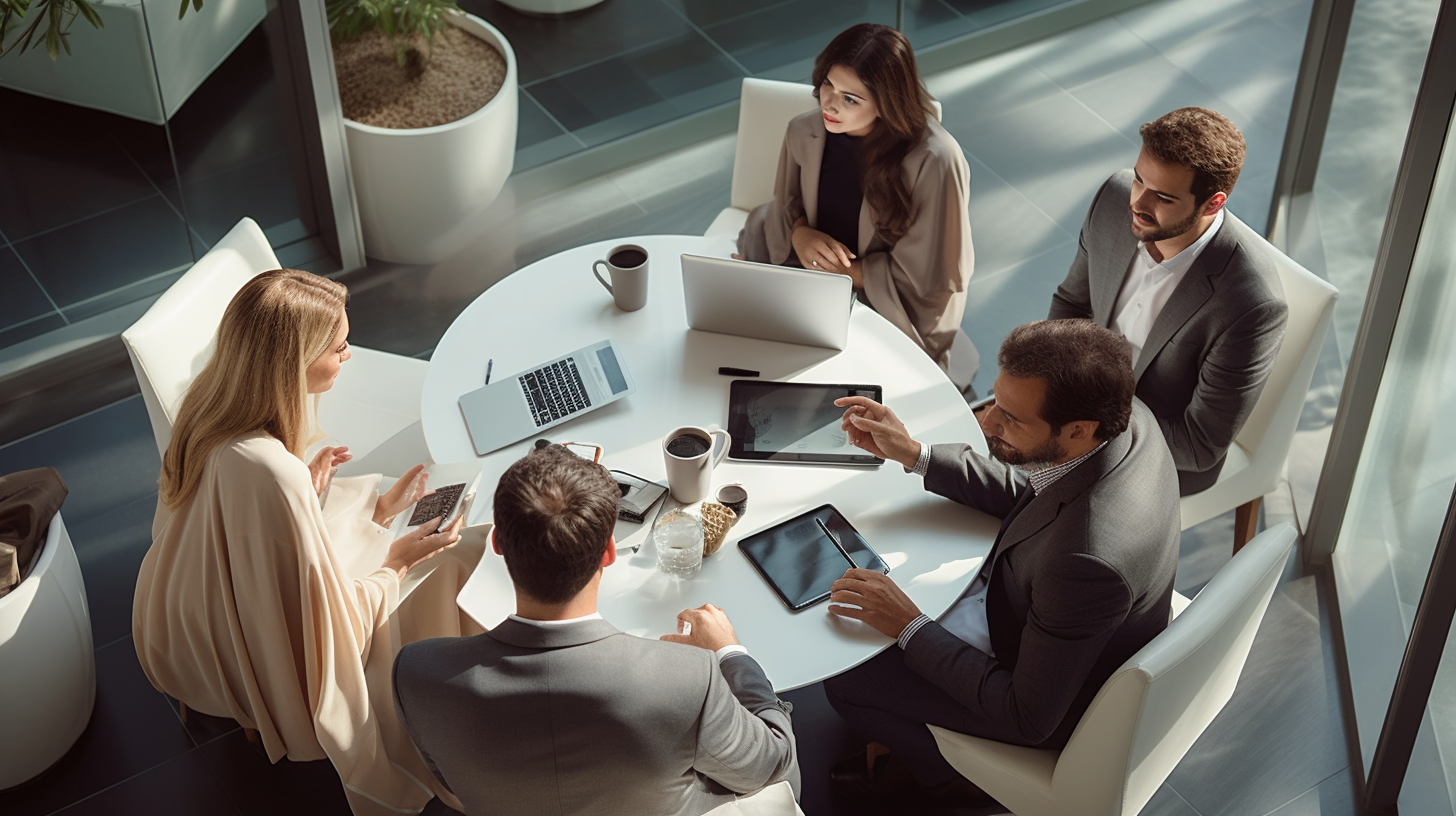 Group of People Brainstorming Top View