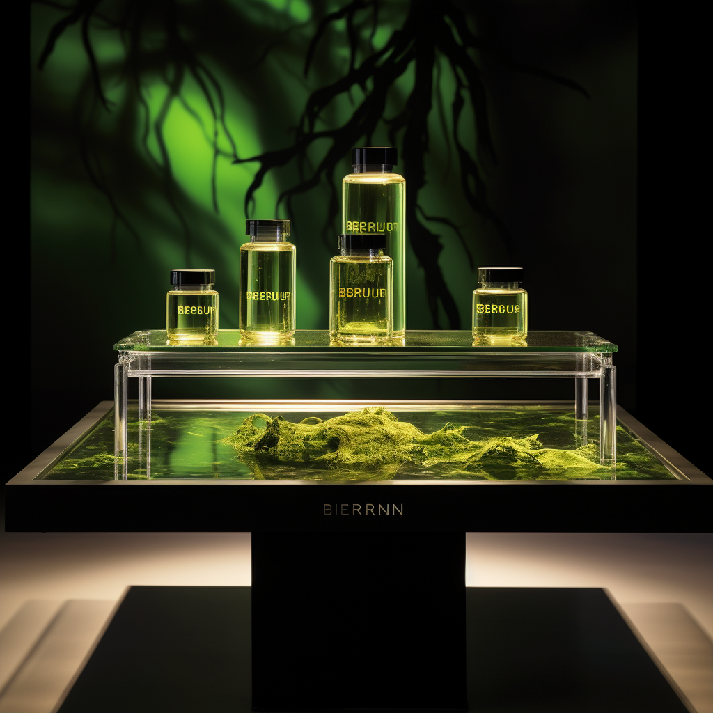 Perfume display table with branding