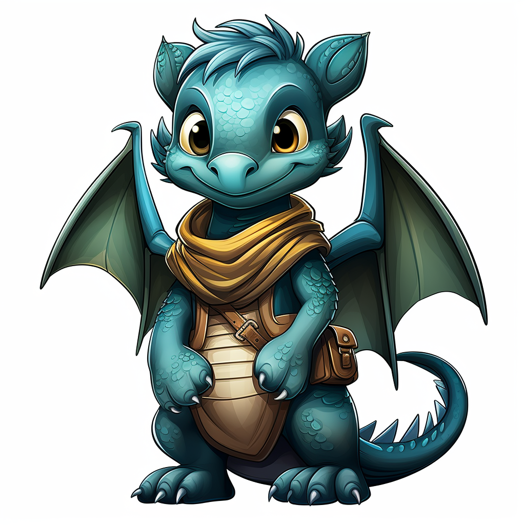 Brave male dragon smiling happily