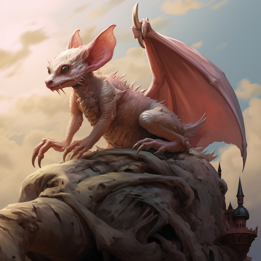 Courageous mouse standing on a defeated dragon