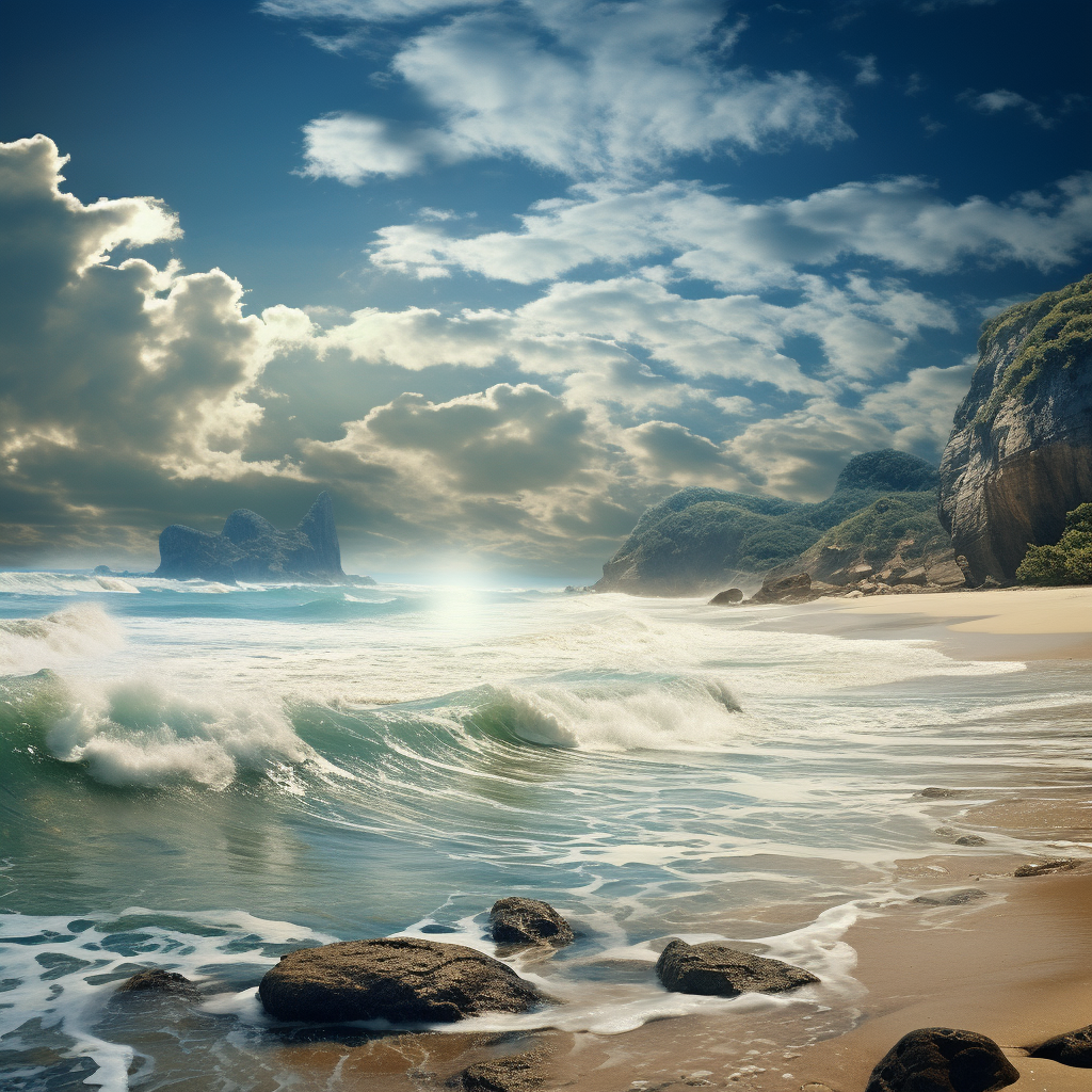 Scenic Brazil beach with palm trees