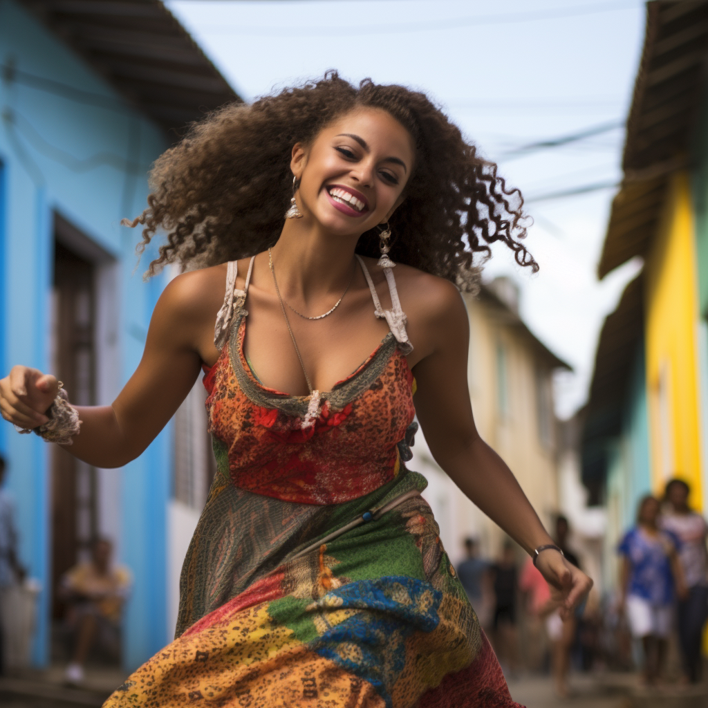 Brazilian girl dancing frevo in Salvador Bahia