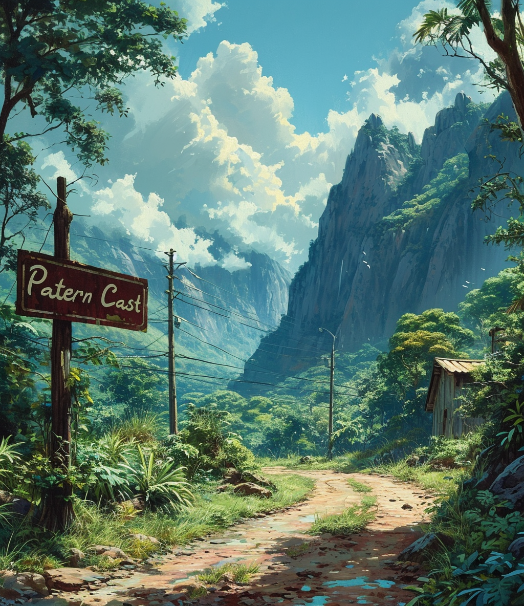 Brazilian landscape with  PatternCast  sign