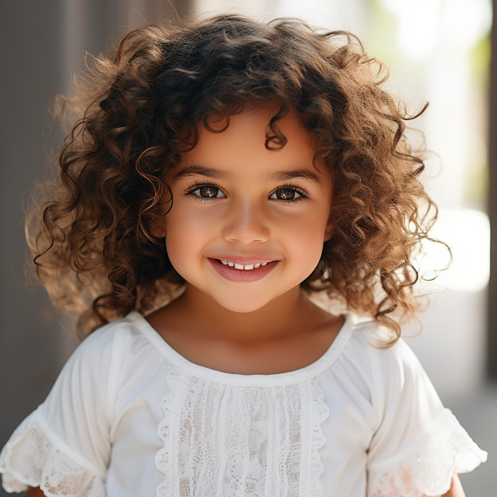 Smiling Brazilian Latin Tanned Girl in White Dress