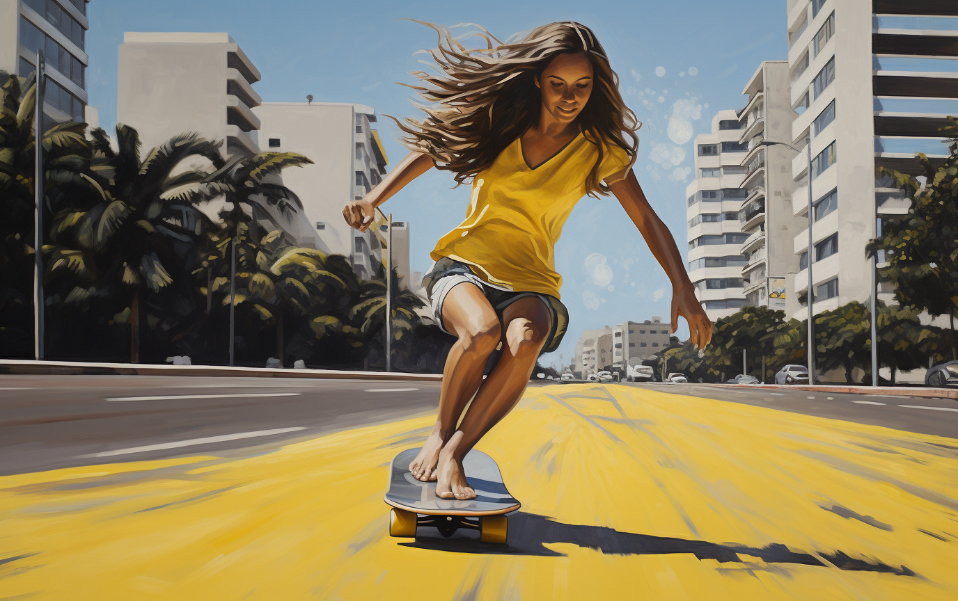 Brazilian Woman Surfskating in the City