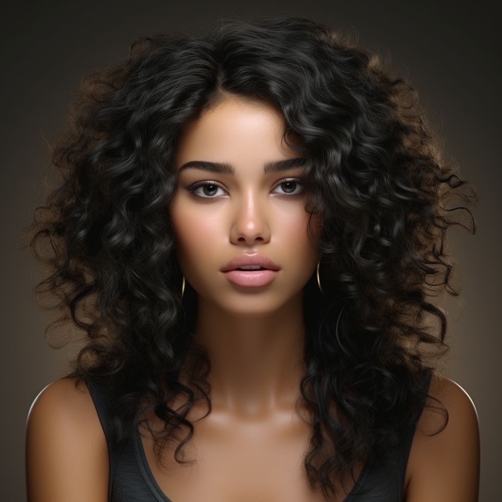 Pretty Brazilian woman with curly black hair