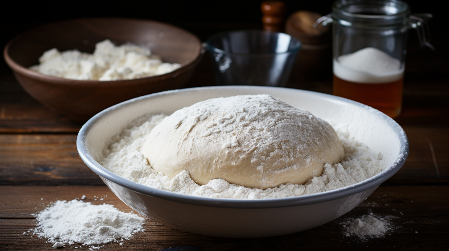 Fresh bread dough rising in bowl