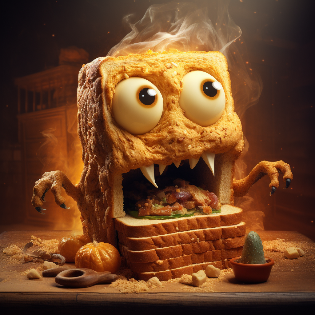 Funny bread monster creature