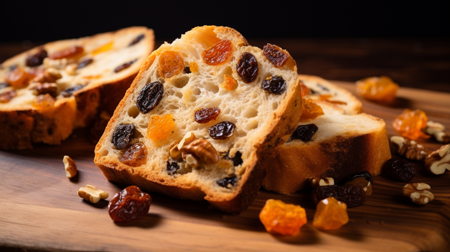 Slice of bread with nuts and dried fruits