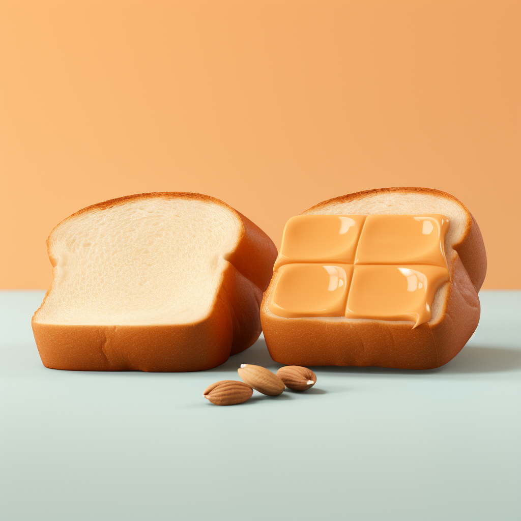 Minimal 3D Illustration of Bread and Peanut Butter