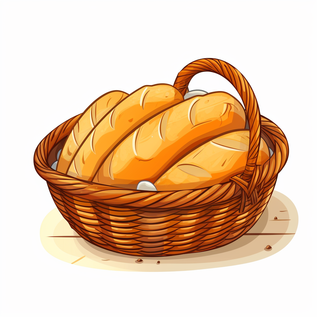 Cartoon-style basket with assorted breads