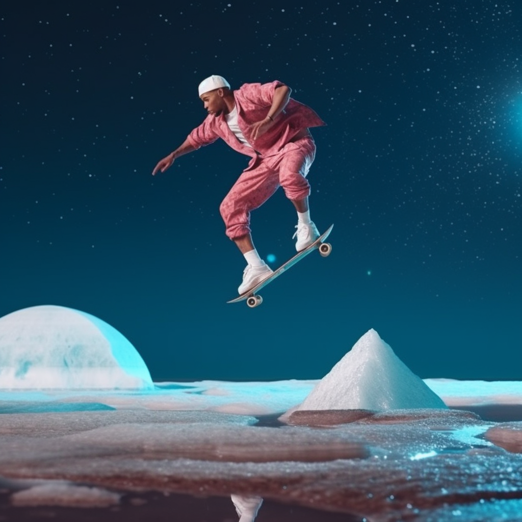 Breakdancer performing backflip on iceberg